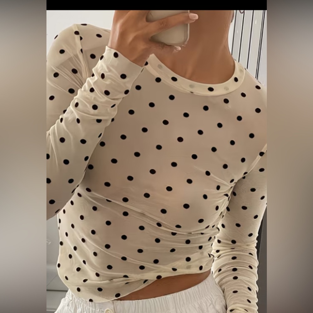 Polka Dot sheer Long Sleeve Top